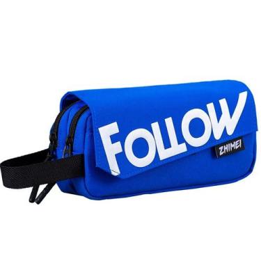 Imagem de Estojo de lápis Generic Trendy Cool de grande capacidade, lona azul - 