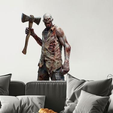 Imagem de Adesivos de parede 3D Halloween Axe Zombie PVC 40x29cm - yiweisai