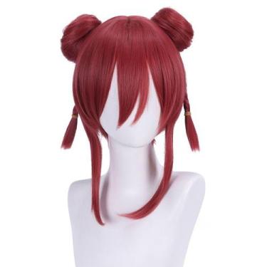 Imagem de Peruca de cosplay de anime Peruca curta vermelha com franja reta - yiw