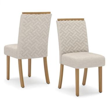 Imagem de Cadeira Para Mesa De Jantar Malu Kit 02 Peças Nature Linho - Henn