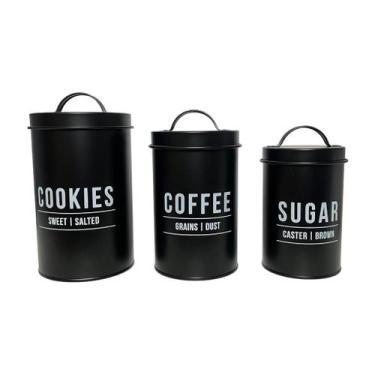 Imagem de Conjunto C/3 Potes Manhattan De Aço Biscoito Café Açúcar - Hauskraft, 