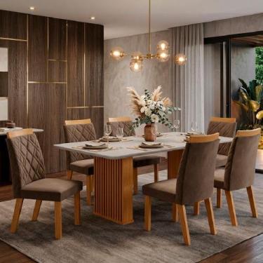 Imagem de Sala de Jantar LJ Móveis Mesa Imperatriz com 6 Cadeiras Barcelona 180x