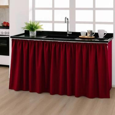 Imagem de Cortina de pia cozinha 1.40 x 0.80 lisa - KAISA CONFECÇÕES, Vermelho