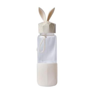 Imagem de Garrafa de vidro rabbit bottle com capa de silicone, tampa plástica e 