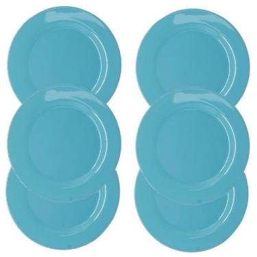 Imagem de Jogo 6 Pratos Sobremesa Em Melamina 20cm Coloridos - Sk, Azul
