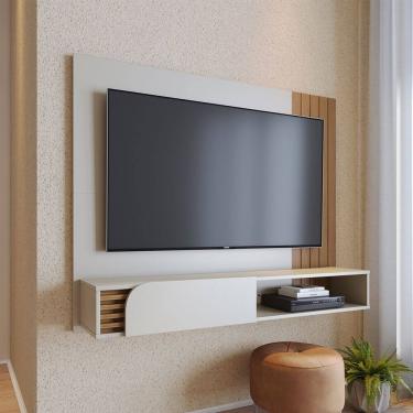 Imagem de Painel Home Suspenso Jurerê 1.6 para Sala de TV até 60 Polegadas Off White Matte Freijó Colibri