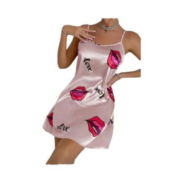 Imagem de Camisola Sexy De Cetim Com Costas Descobertas E Alças Para Mulheres, C