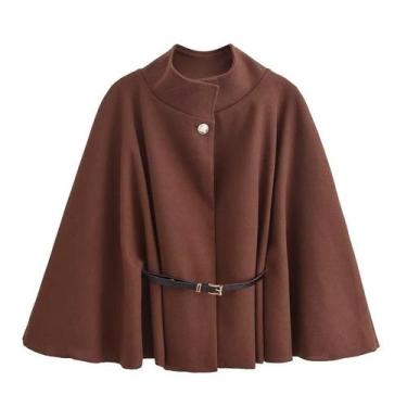 Imagem de Capas Poncho Pretas com Manga Morcego para Mulheres - Moda Inverno com