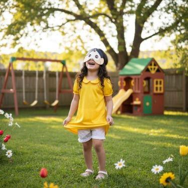 Imagem de Fantasia Infantil Menina Comilona Com Vestido Amarelo - Pequenos Encan
