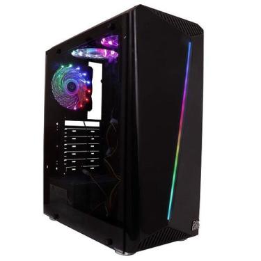 Imagem de Gabinete Gamer ATX 3 Coolers Lateral Vidro Frontal Iluminaçao Ajustave