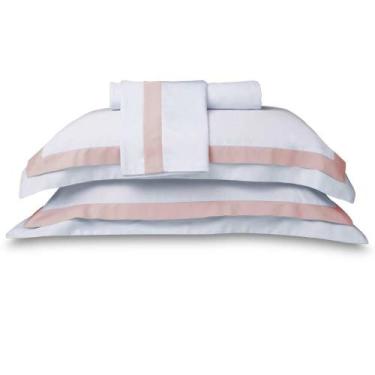 Imagem de Jogo Cama Lençol Casal 300 Fios Naturalle St Germain Rosa