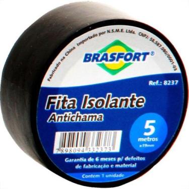 Imagem de Fita Isolante Brasfort 5M X 19Mm Preta 8237 - Kit C/10