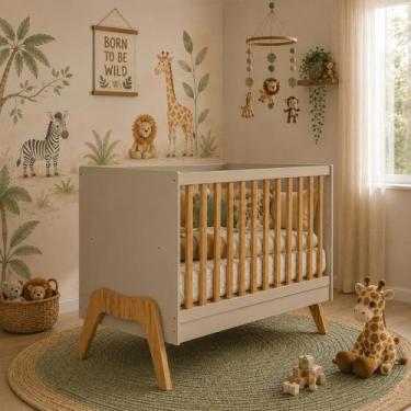 Imagem de Berço Peroba Guti Multifuncional Infantil Mdf Off White/amêndoa