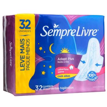 Imagem de Absorvente Externo Sempre Livre Adapt Plus Noite e Dia Cobertura Suave com Abas 32 Unidades