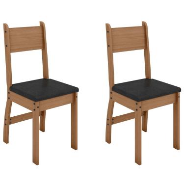 Imagem de Cadeiras Para Cozinha Kit 2 Cadeiras Milano Carvalho/preto - Poliman Móveis