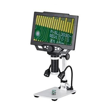 Imagem de Tingpai Microscópio com mentação USB Microscópio de ampliação contínua de 12 p els 1-1600X Tela LCD de 9 polegadas Modo de reprodução de fotos e vídeos 16 idiomas Microscópio multifuncional
