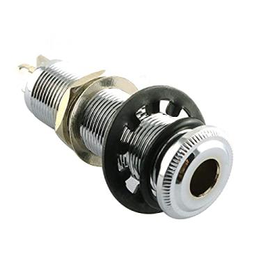 Imagem de RLECS Macaco de latão para guitarra elétrica de 1/4 polegada com cilindro de entrada/saída mono ativo de 44,5 x 16 cm de entrada/saída, peças e acessórios para guitarra, prata