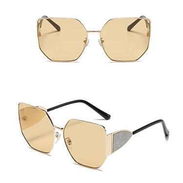 Imagem de Óculos de sol quadrados superdimensionados moda óculos de sol feminino masculino designer de luxo armação grande gradiente óculos de sol Morden tons, amarelo ouro C3, tamanho único