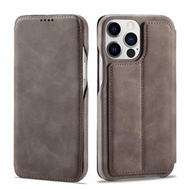 Imagem de Capa de Couro Fina para iPhone 13 Pro Max Folio Lateral Aberta Estilo Livro Capa para iPhone 14 Plus12 Mini 11 XR XS 8 7, Café, Para iPhone XR