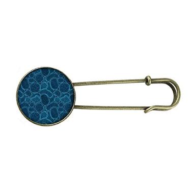 Imagem de Broche de metal retrô com ilustração de células de microscópio azul