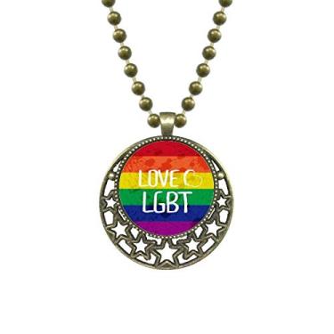 Imagem de DIYthinker Love LGBT Colar com pingente de coração de tinta arco-íris, joia de corrente de lua