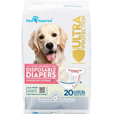 Imagem de Paw Inspired Fraldas Descartáveis para Cães | Fraldas para Cães Fêmeas Ultra Proteção | GG (20 Unidades)