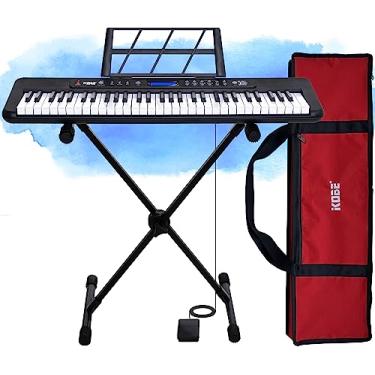 Imagem de Kit Teclado Musical Iniciante Kobe BK KB-300 5/8 61 Teclas com Sensibilidade ao Toque com Pedal Sustain, Capa e Suporte