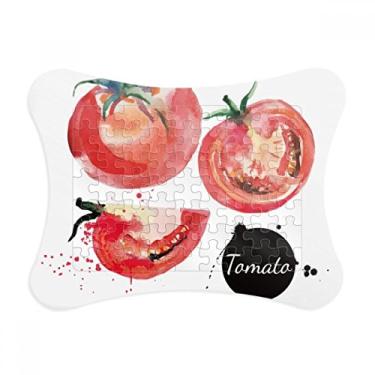 Imagem de Moldura de quebra-cabeça de tomate vegetal, saborosa, saudável, aquarela, decoração de quadros, ornamento de jogo