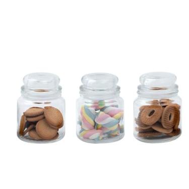 Imagem de Kit 3 potes de vidro com tampa herméticos redondos 500ml - Mozcada