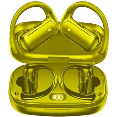 Imagem de OKEEFE Fones de ouvido Bluetooth com reprodução de 48 horas com estojo de carregamento sem fio e ganchos sobre a orelha, à prova d'água, fones de ouvido com microfone para esportes, corrida, treino