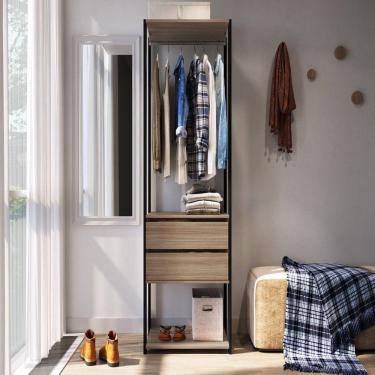 Imagem de Módulo para Closet com Gavetas e Cabideiro 183x45x60cm Prodecor Preto/Montana