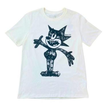 Imagem de Camiseta Masculina Cavalera Manga Curta Gato Félix Off White