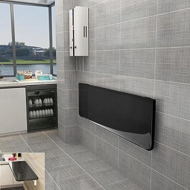 Imagem de Mesa de parede dobrável – mesa suspensa montada na parede – adequada para escritório, escritório, quarto, cozinha, sala de jantar, lavanderia e outros lugares – preta, 50 cm P x 29 cm L