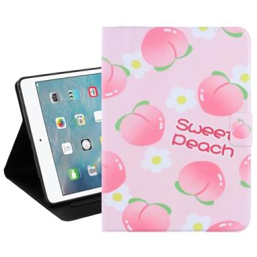 Imagem de Dteck Capa fina para iPad 5ª/6ª geração de 9,7 polegadas 2017/2018, iPad Air 1/2, capa protetora à prova de choque de couro PU com suporte automático para Apple iPad 5ª/6ª geração, pêssego