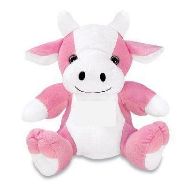 Imagem de Vaquinha de Pelúcia Rosa 28 cm Antialérgica - Mirante Brasil