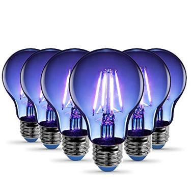 Imagem de Feit Electric Lâmpadas de LED coloridas com filamento de vidro transparente regulável equivalente A19/TB/LED/6 25W, azul, pacote com 6, 6 cm P x 10 cm A