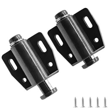 Imagem de Kyuionty Pacote com 2 travas magnéticas de toque, fecho de pressão para abrir, trava de liberação magnética, ferragens para armário de cozinha, gaveta, armário, porta de armário (preto)