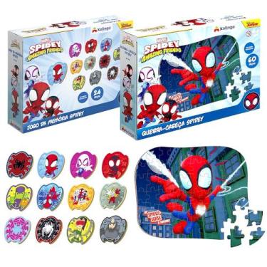 Imagem de Kit Especial 2 em 1 Spidey Aranha Quebra Cabeça Jogo Memória - Xalingo