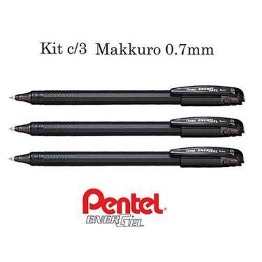 Imagem de Kit Caneta PENTEL EnerGel Makkuro 0.7mm (Preto) - 3 Unidades