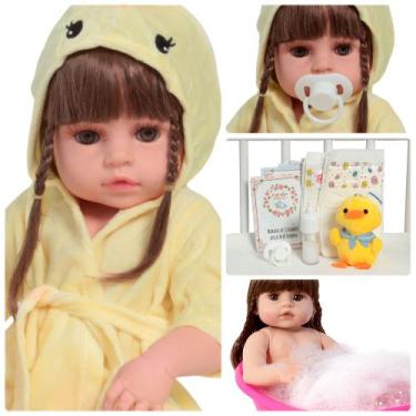 Imagem de Boneca Reborn Princesa Fofinha Com Saída de Banho + Itens - Cegonha Re