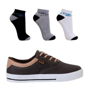 Imagem de Sapatênis Masculino Casual Confortável Play , 40, Café