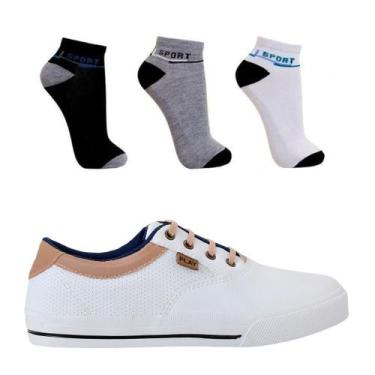 Imagem de Tênis Sapatenis Masculino Casual Esporte fino com 3 Pares de meias - P