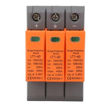 Imagem de Protetor de Pula de Energia CC, Material de Materiais para PC, Concha à Prova de Fogo 1000V 3P 35mm Rail Mount Mollow, Protetor de Surto para Fotovoltaico