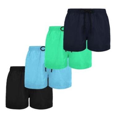 Imagem de Kit 4 Short Tactel Masculino Plus Size Moda Praia Bermuda Lisa-Masculino