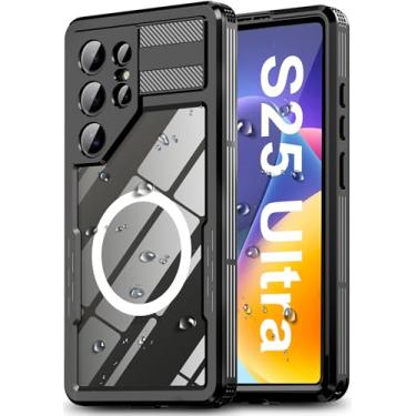 Imagem de Capa para Samsung Galaxy S25 Ultra, [protetor de tela embutido] [IP68 à prova d'água à prova de poeira] [compatível com MagSafe] Capa protetora subaquática robusta para Galaxy S25 Ultra 5G - preta