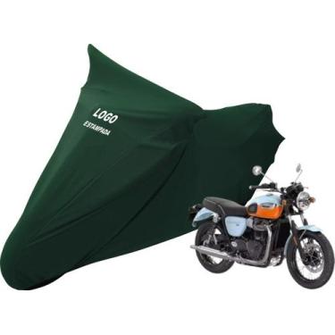 Imagem de Capa Moto Com Logo Triumph Bonneville T100 Sob Medida - Mz, Verde