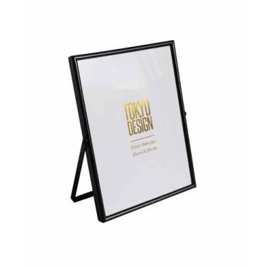 Imagem de Porta Retrato em Metal e Vidro para Foto 15x20 Moldura Preto - Tokyo D