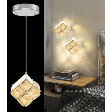 Imagem de dolria 1-Luzes Pendentes De Cristal Modernas Para Ilha Cozinha, Lustres Led Reguláveis, Sala Jantar