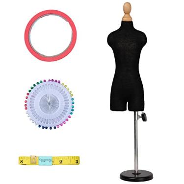 Imagem de Parfumfloral Manequim De Vestido Feminino (Não Tamanho Adulto) Mini Calça Costura Em Miniatura, Totalmente Fixável, Costureira (Perna Dividida, Preto, 1/3)