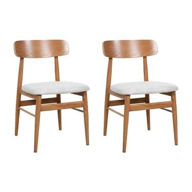 Imagem de Kit 2 Cadeiras De Jantar Delta Estrutura Aço Carbono Laminado Natural Com Estofado Linho Cru